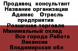 Продавец -консультант › Название организации ­ Адамас › Отрасль предприятия ­ Розничная торговля › Минимальный оклад ­ 37 000 - Все города Работа » Вакансии   . Владимирская обл.,Муромский р-н